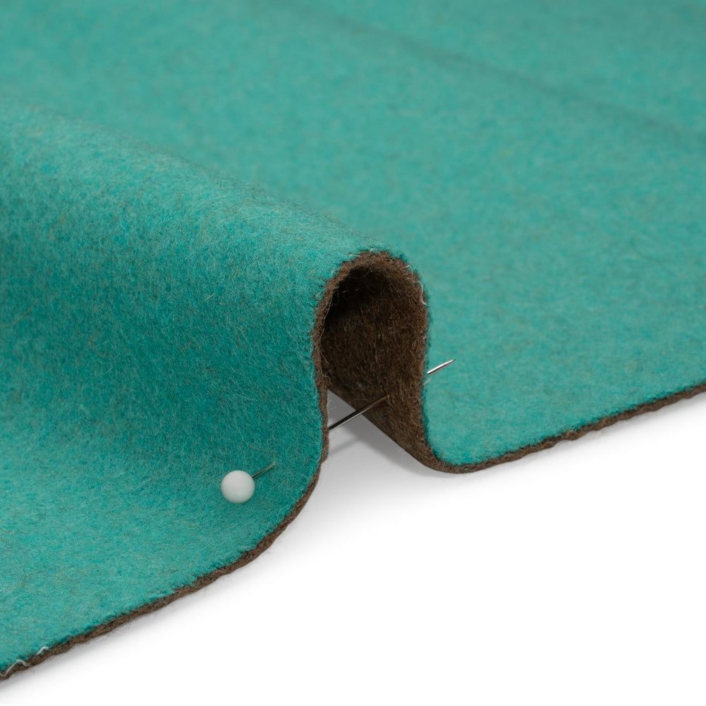 Italian Camel and Aqua Brushed Wool and Polyester Double Cloth Coating - Joann Fabrics
