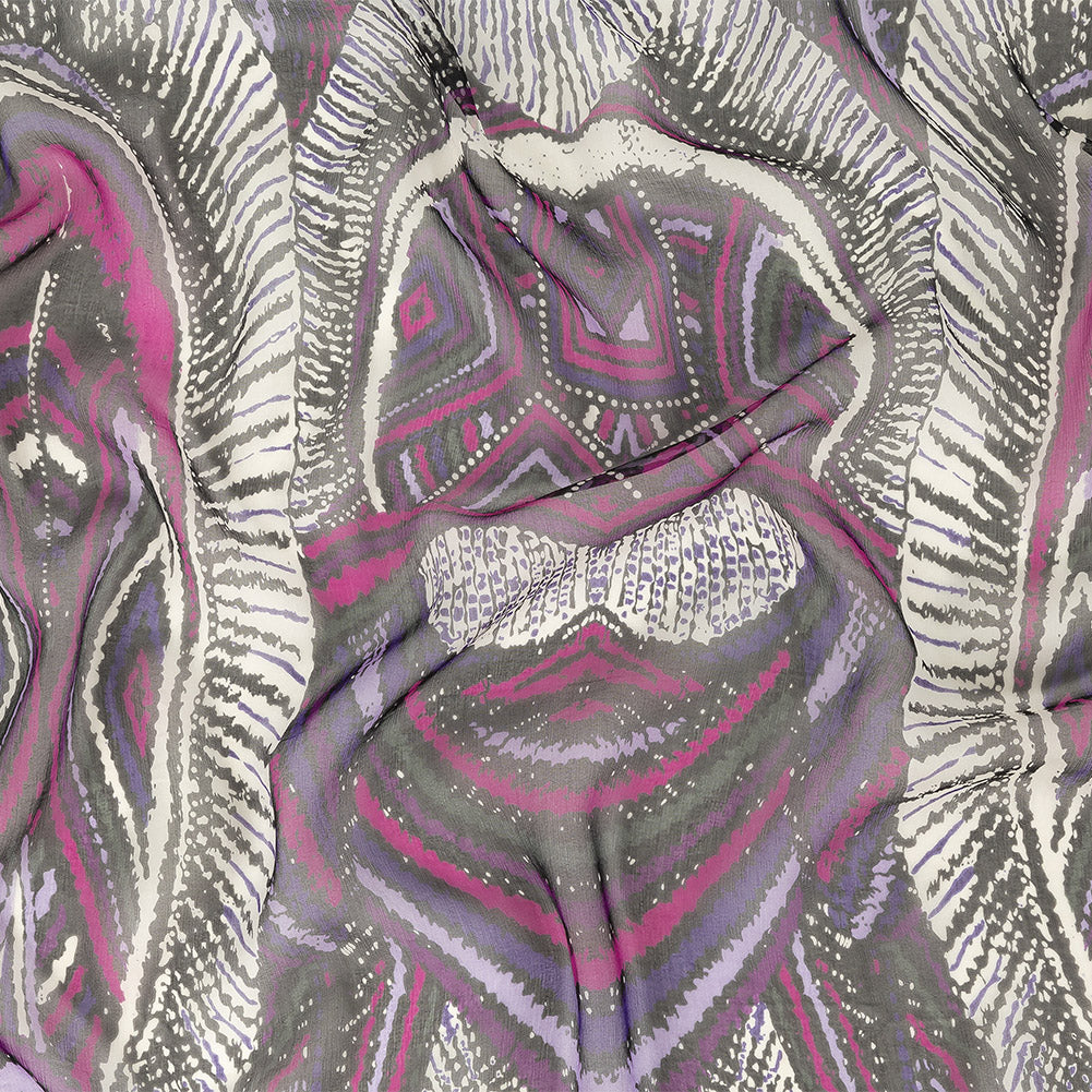 Purple, Pink and Black Abstract Silk Chiffon - Joann Fabrics