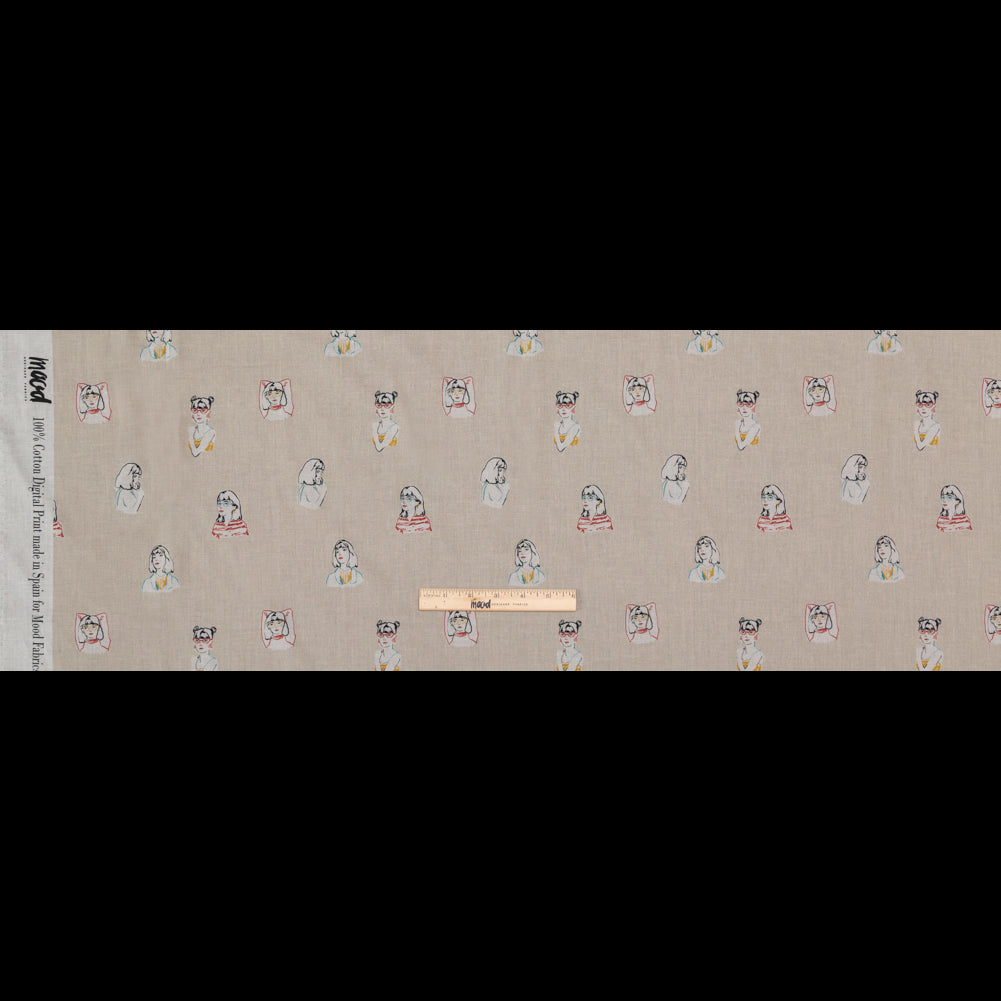 Cotton Voile - Beige Faces - Run the World Print - Mood Exclusive Harvest Collection - Joann Fabrics