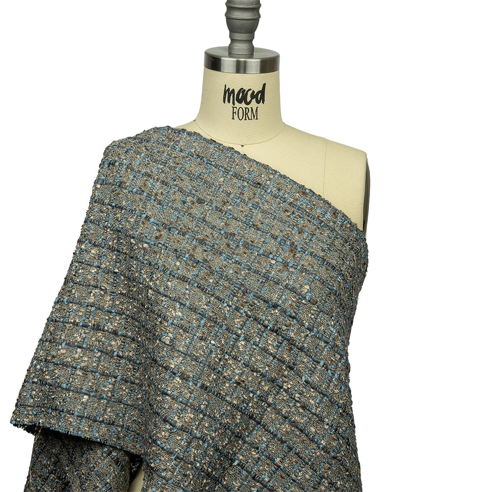 Viscose and Acrylic Chenille Tweed - Taupe and Blue Metallic - Newcastle Collection - Joann Fabrics