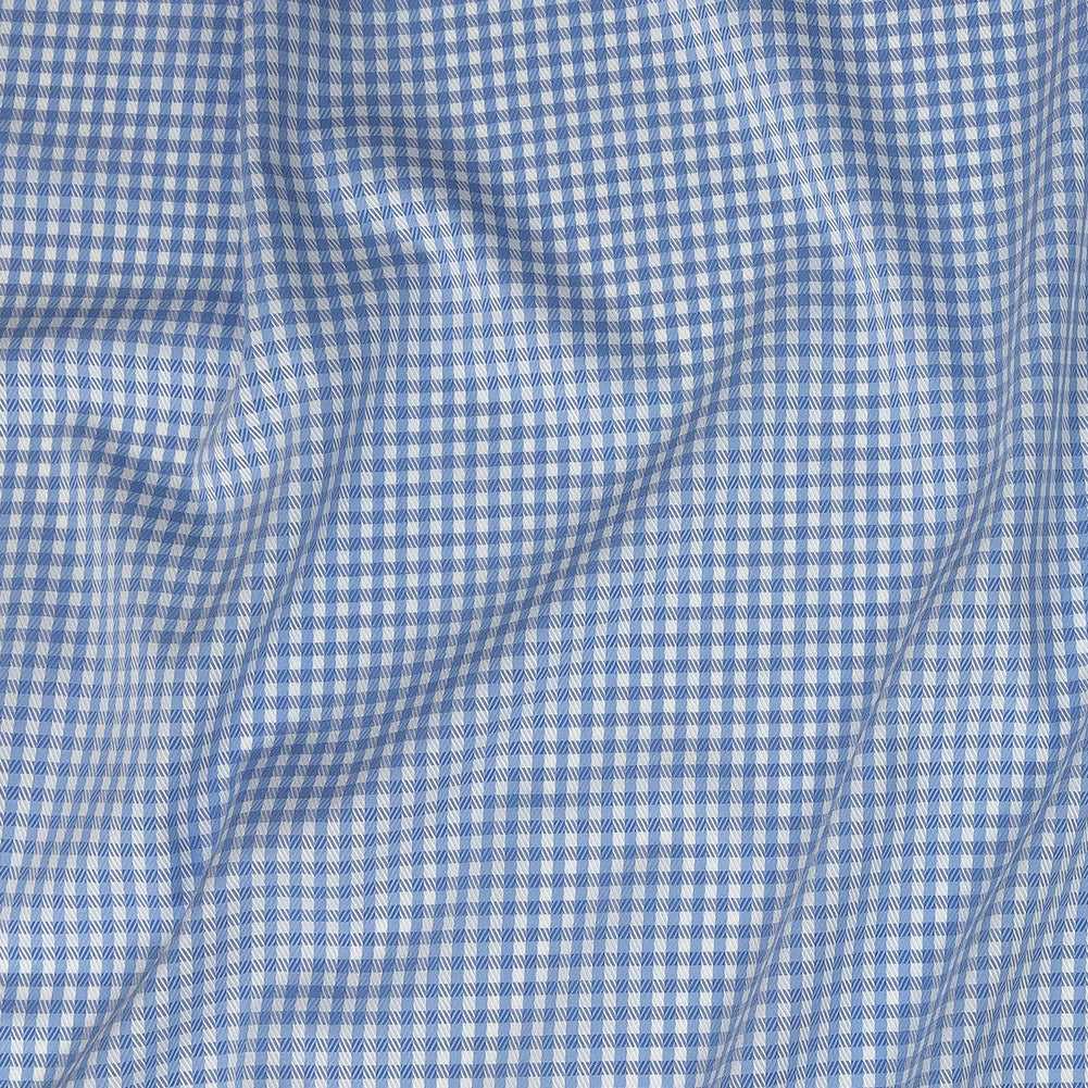Premium Light Blue and White Checkered and Herringbone Cotton Dobby Shirting - Joann Fabrics