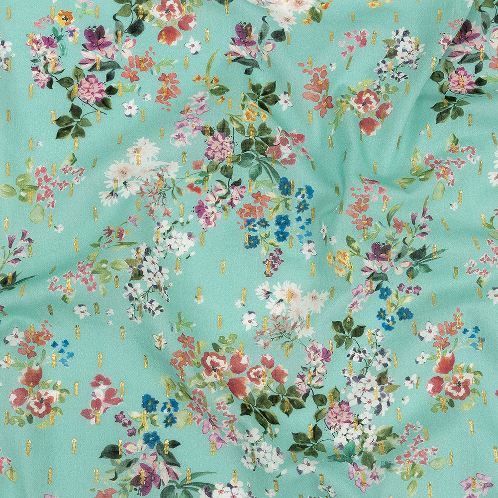Cotton Voile Print with Metallic Dots - Seafoam Floral - Mood Exclusive April Awakening - Joann Fabrics
