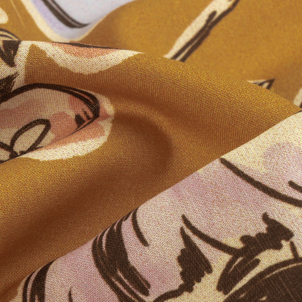 Cotton Voile - Golden Faces and Objects - Everyday Goddess Print - Mood Exclusive Wisteria Collection - Joann Fabrics