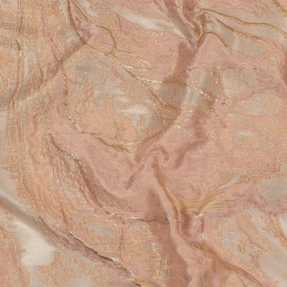 Metallic Cream Pink, Gold and Pale Gray Marbled Luxury Brocade - Joann Fabrics
