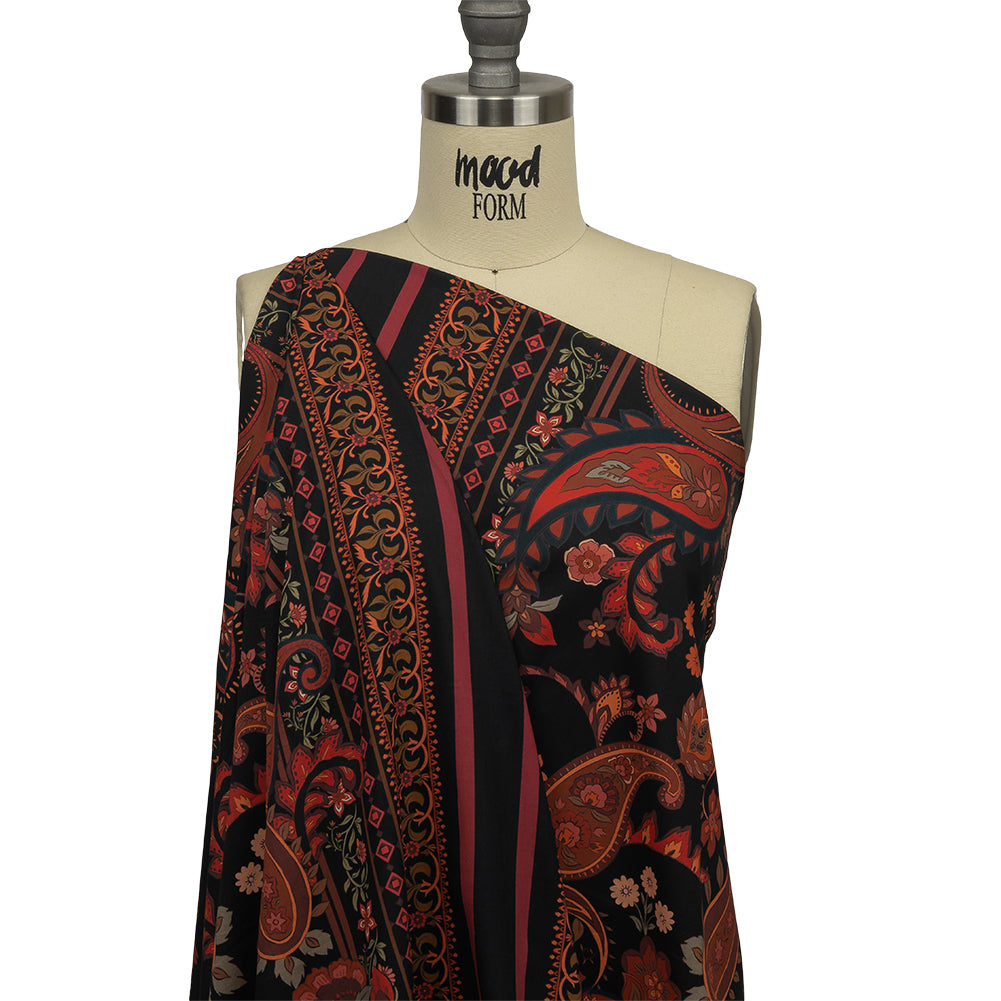Cotton Voile Panel - Black and Red Paisley - Kaleidoscope Dreams Print - Mood Exclusive Rockland Collection - Joann Fabrics