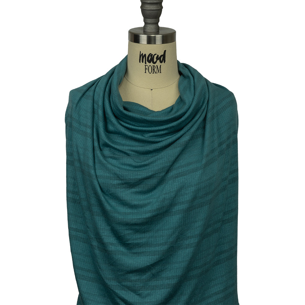 Teal and Charcoal Striped Stretch Rayon Rib Knit - Joann Fabrics