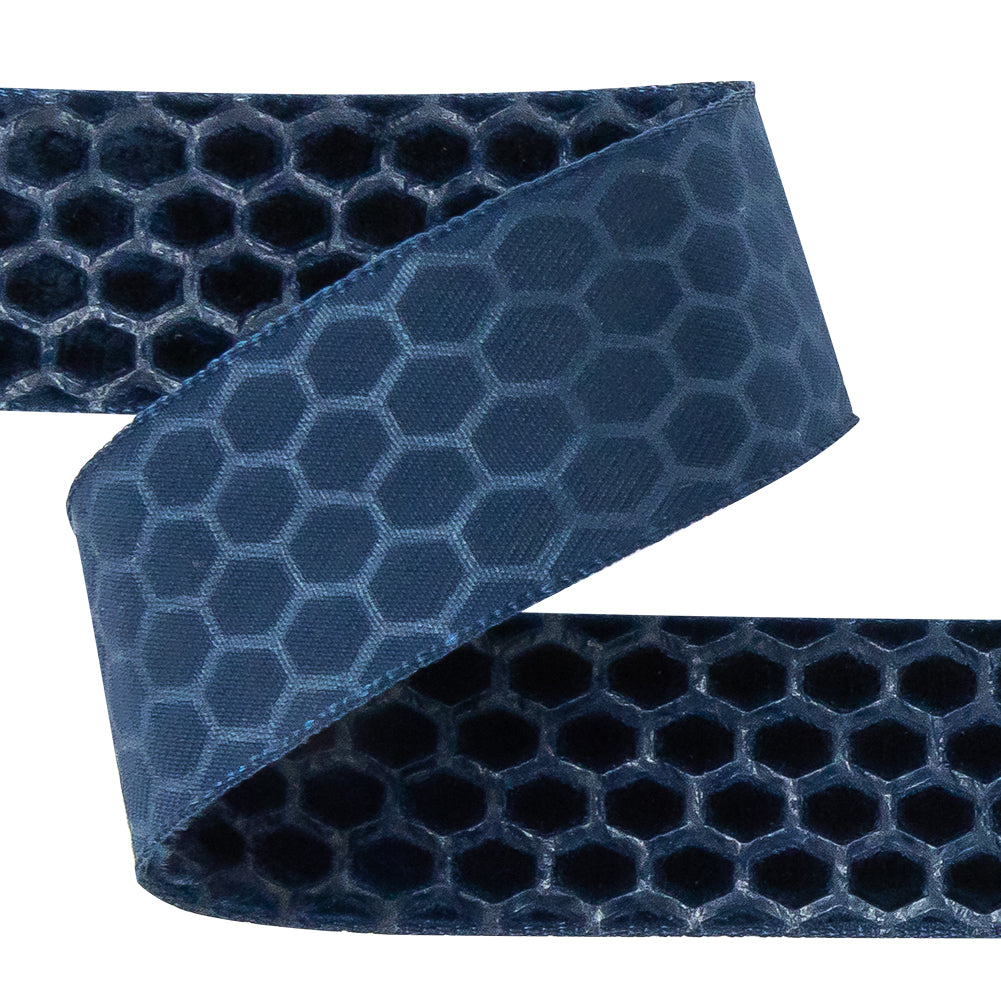 Italian Navy Honeycomb Velvet Burnout Trim - 0.875