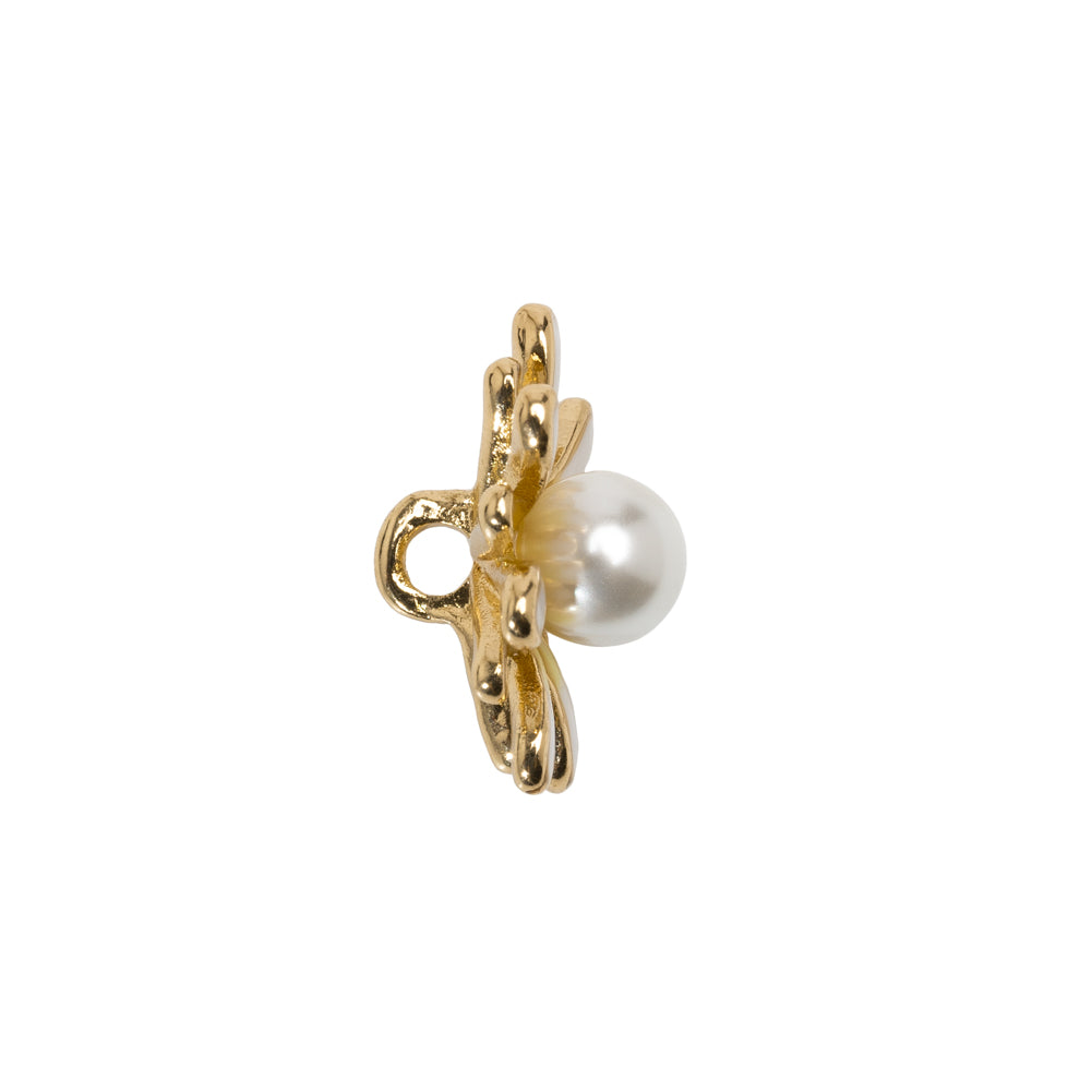 Enameled Metal and Pearl Shank Back Button - 30L/19mm - Yellow, Pearl White, and Gold Flower - Joann Fabrics