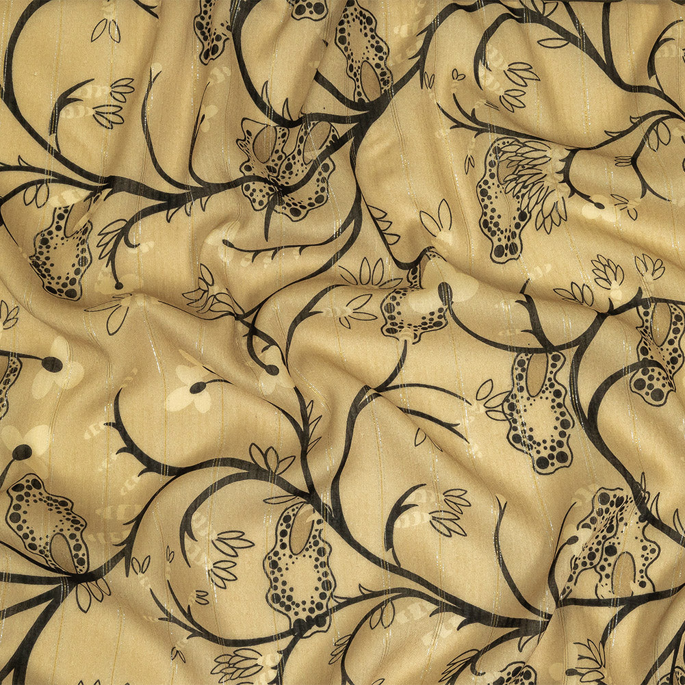 Mood Exclusive Beige Amoeba Metallic Pinstriped Viscose Dobby - Joann Fabrics