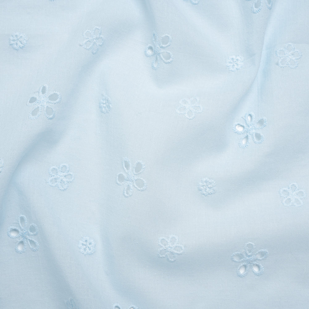Embroidered Eyelet Cotton Voile - Pale Aqua Floating Flowers - Naomi Collection - Joann Fabrics