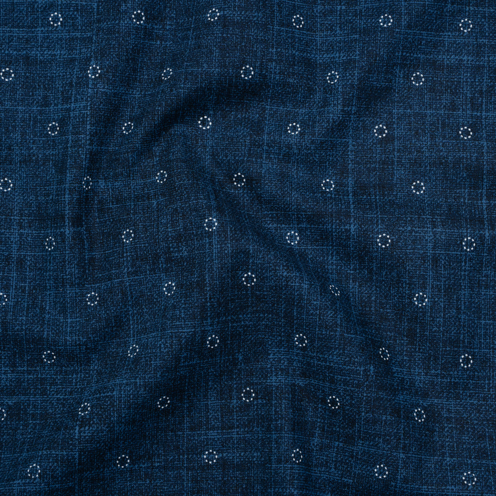 Printed Quilting Cotton by Ghazal Razavi for FIGO Studio - Denim Stitches Circles - Stash Collection - Joann Fabrics