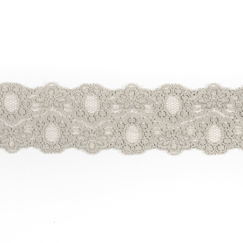 Gray Stretch Lace Trim - 2.25