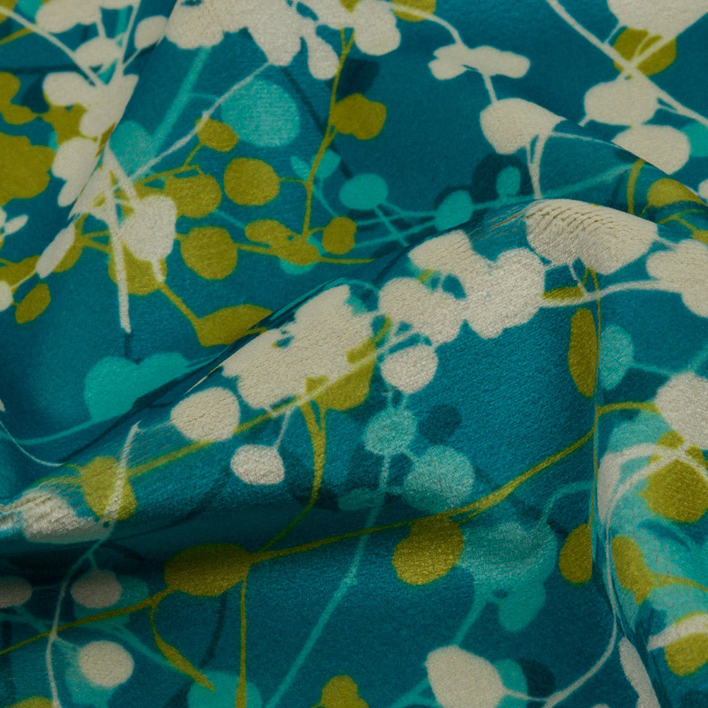 Printed Polyester Velvet - Peacock Berry Vines - British Imported - Joann Fabrics