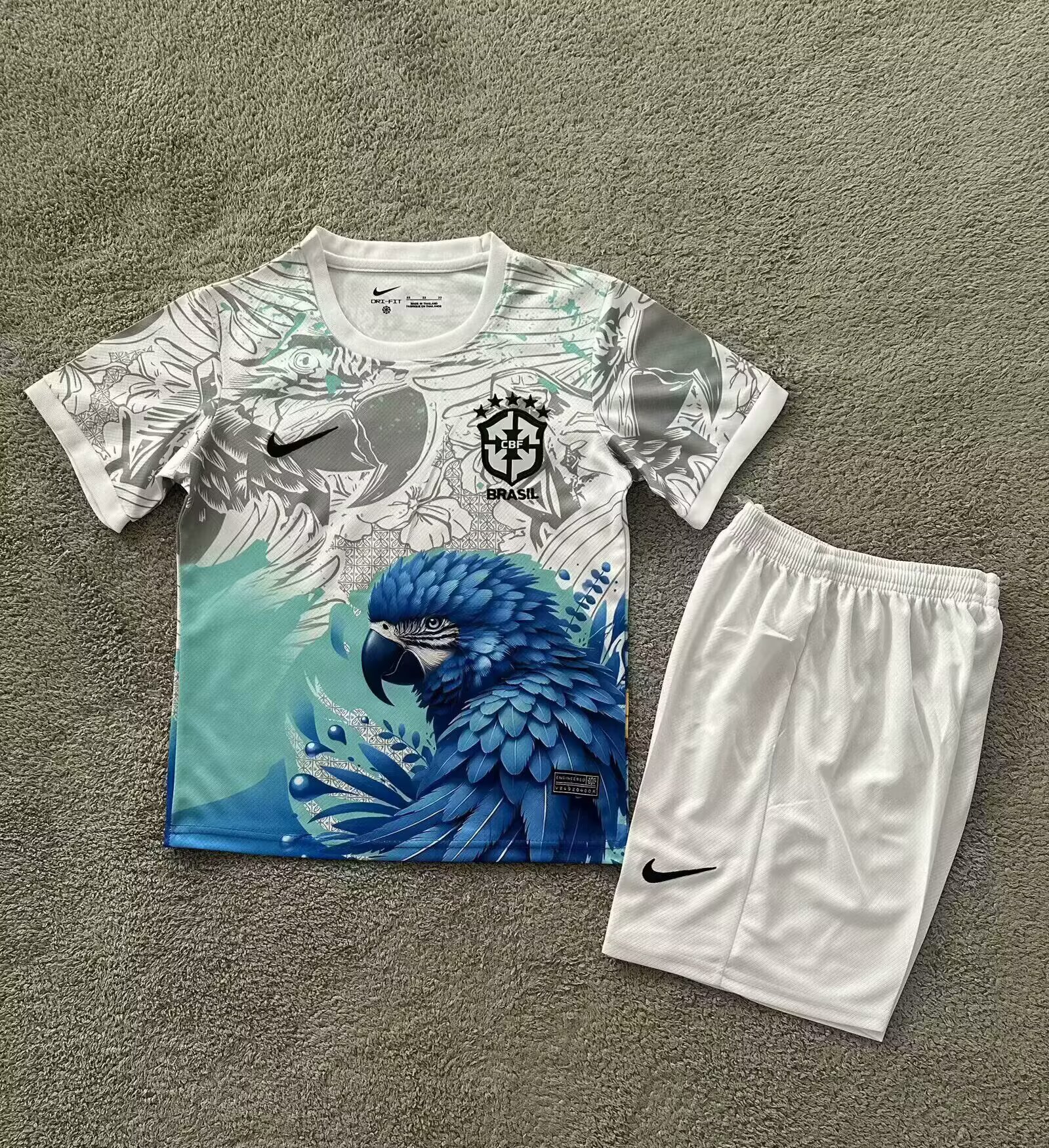 2025/2026 Brazil Special Edition White Blue Bird Football Shirt 1:1 Thai Quality Kids Size
