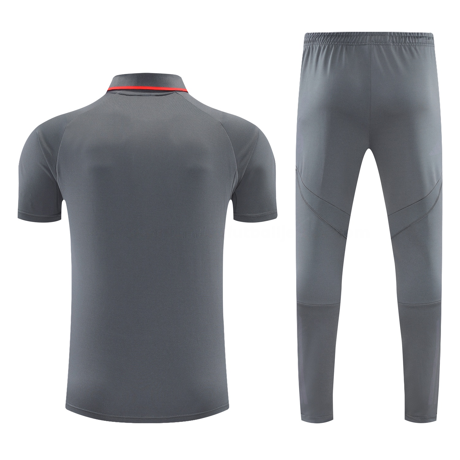 Bayern Munich 25-26 POLO Short-Sleeve Training Set - Deep Grey With Red Top and Pants - UnitedFutballJersey