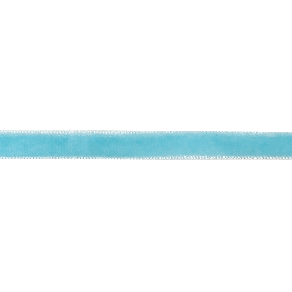 Sky Blue Single Face Velvet Ribbon - 0.3125