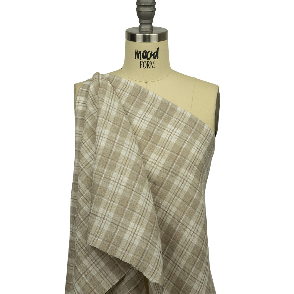 Beige and Cream Plaid Lightweight Linen Woven - Joann Fabrics