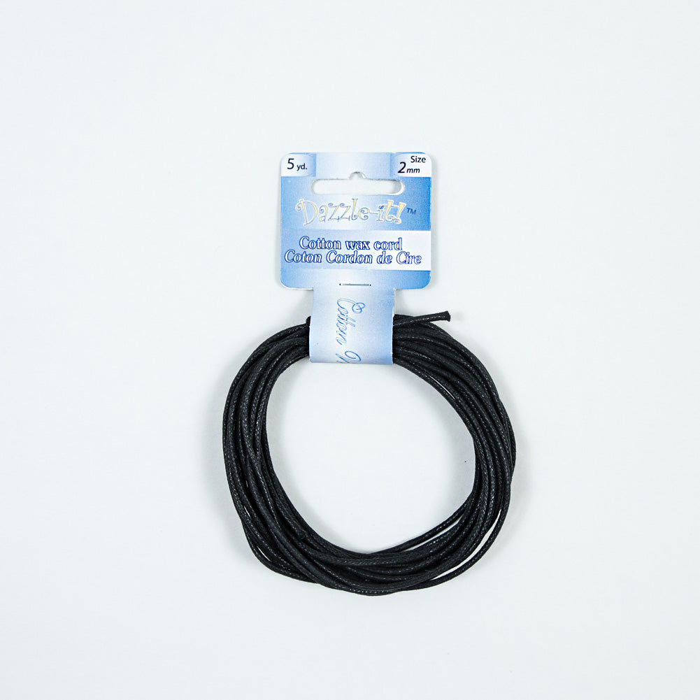 Dazzle-It Black Cotton Wax Cord - 2mm - Joann Fabrics