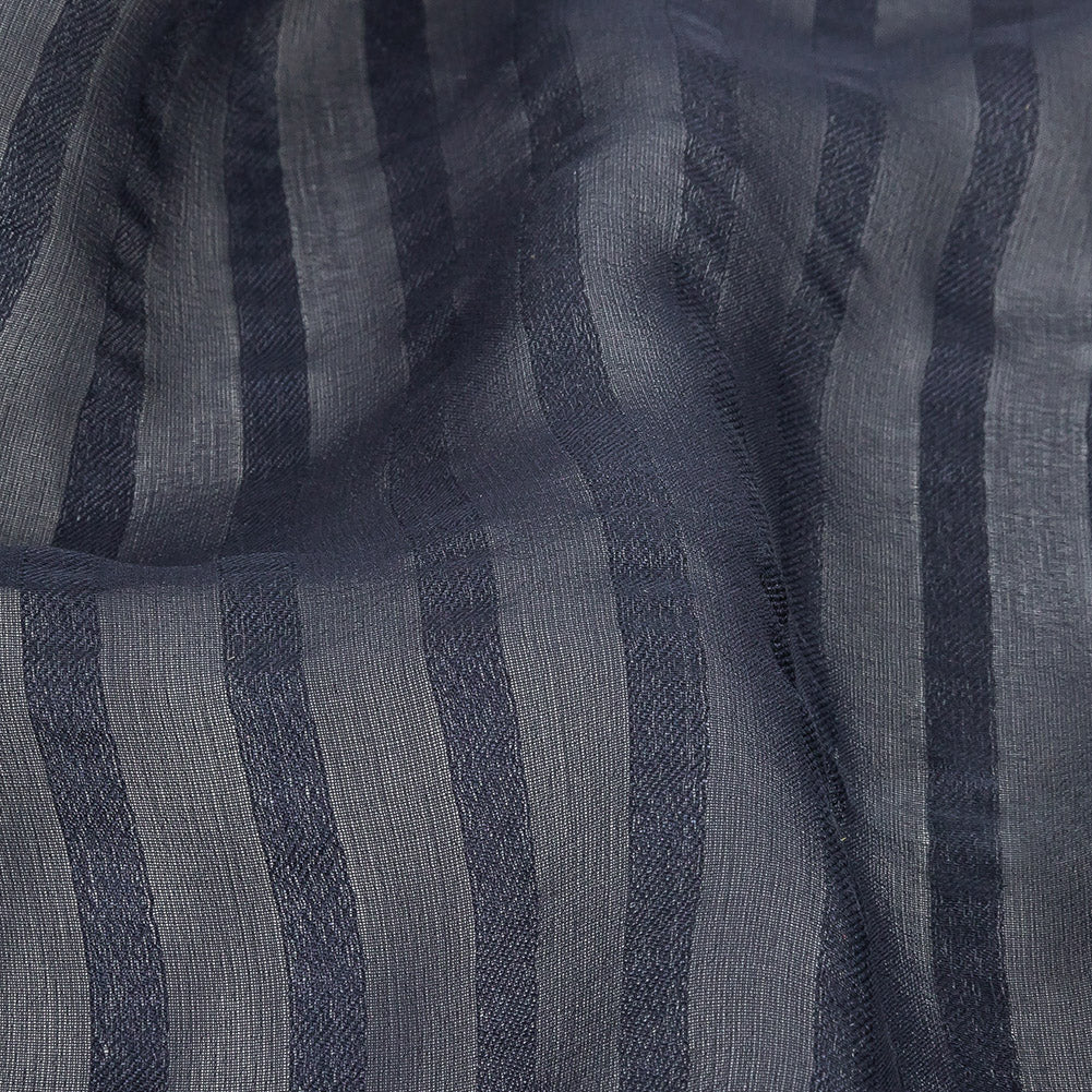 Famous Australian Designer Navy Silk Georgette with Twill Stripes - Joann Fabrics