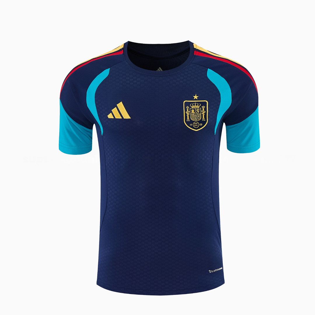 Spain 2026 Short-Sleeve Training Set - Dark Blue Top & Dark Blue Pants - UnitedFutballJersey
