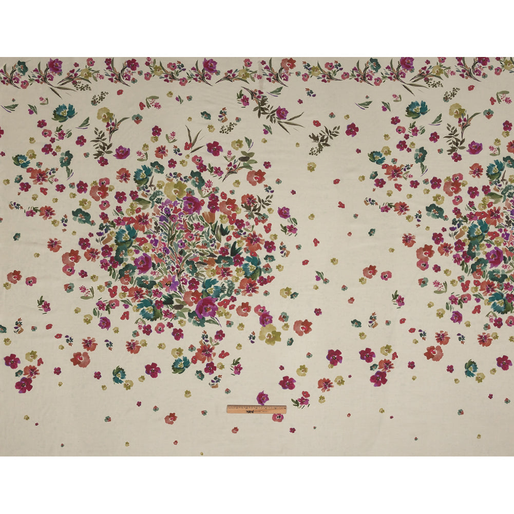 Viscose Twill Panel - Ivory, Pink and Teal Floral - Mood Exclusive Sunny Day Best - Joann Fabrics