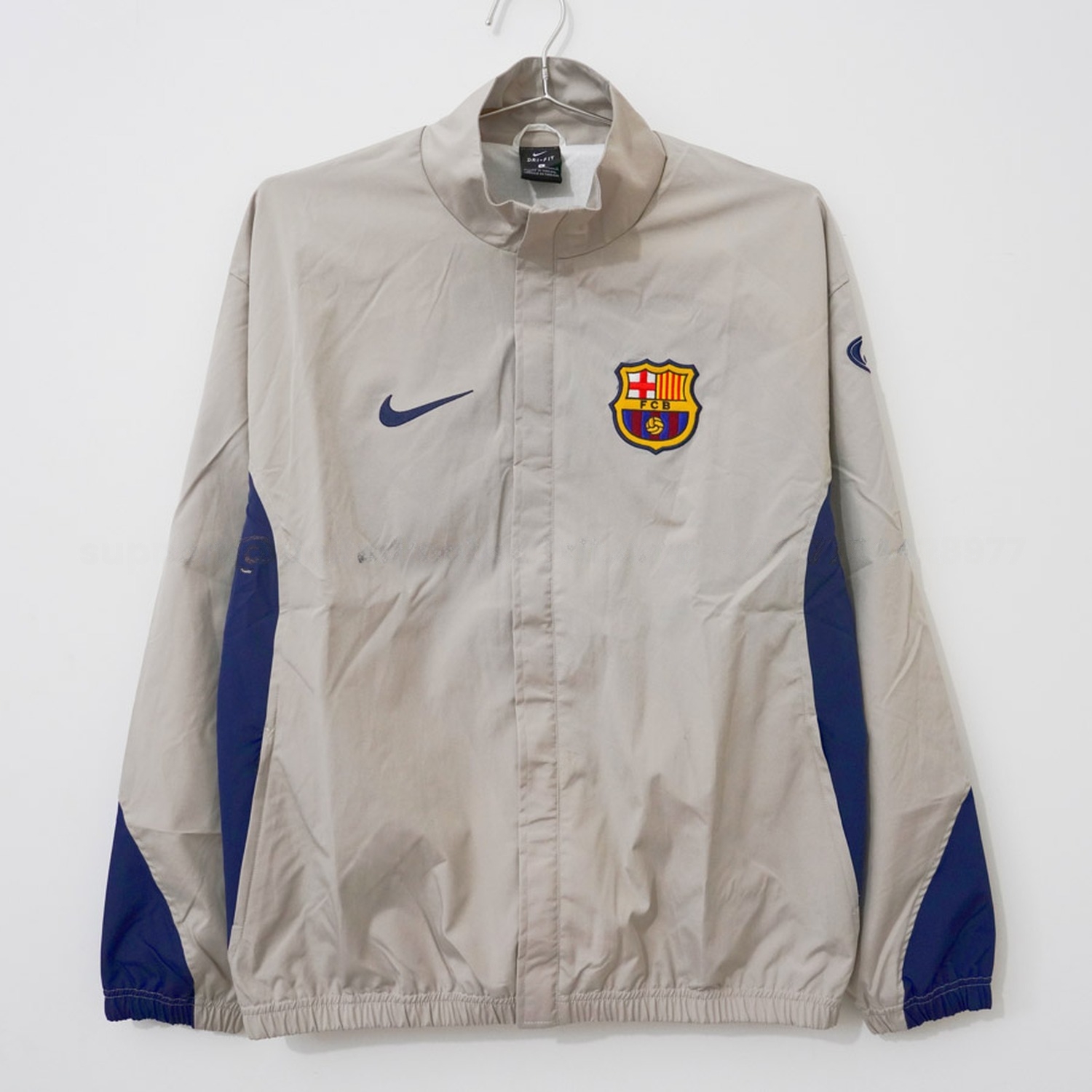 Retro Barcelona 2003-04 Windbreaker Jacket - Grey With Blue - UnitedFutballJersey