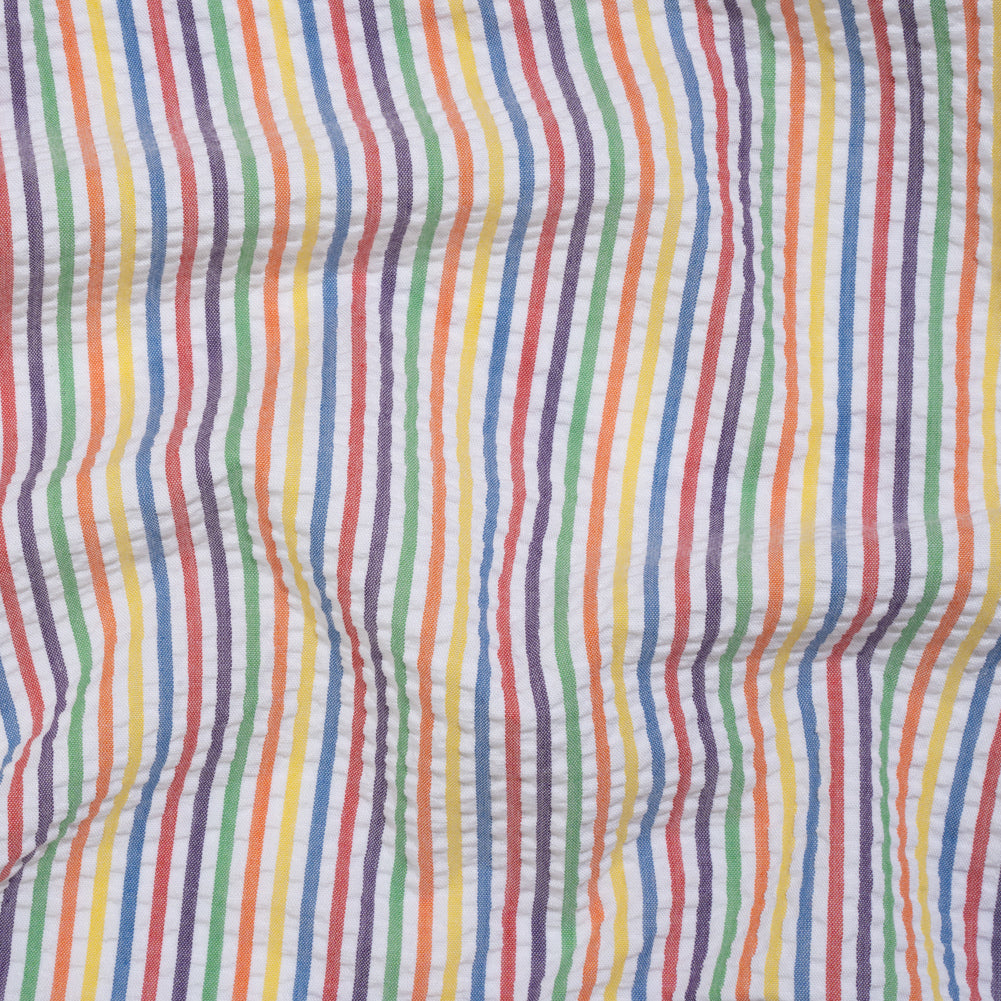 Polyester and Cotton Seersucker - Rainbow and White Candy Stripes - Wylie Collection - Joann Fabrics