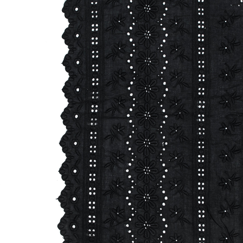 Famous NYC Designer Black Bordered Embroidered Cotton Eyelet - Joann Fabrics