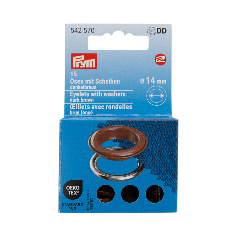 Prym Eyelets with Washers - Dark Brown 14mm - 15pc - Joann Fabrics