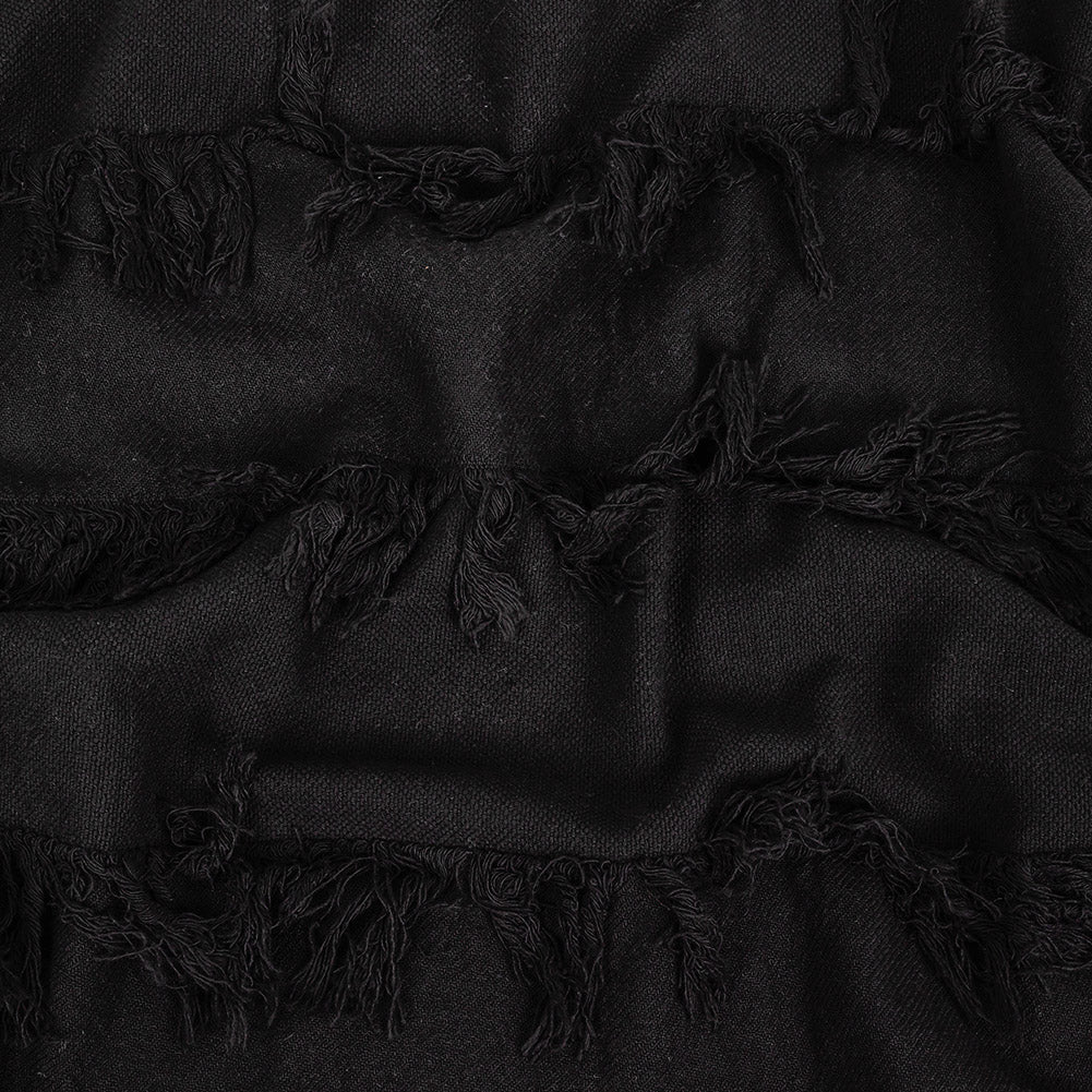 Italian Black Cotton Canvas with Fringe Stripes - Joann Fabrics