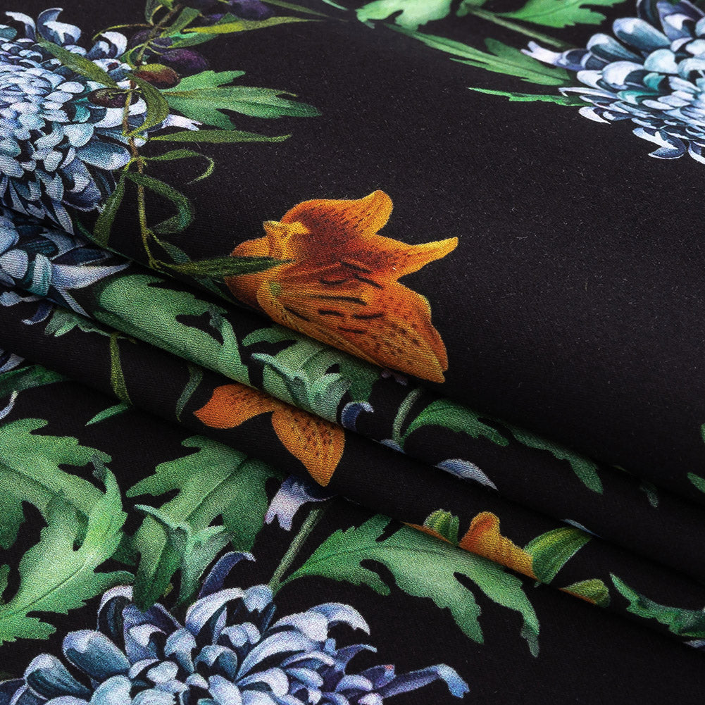 Mercerized Organic Egyptian Cotton Shirting - Tiger Lilies and Chrysanthemums - Ravello Collection - Joann Fabrics