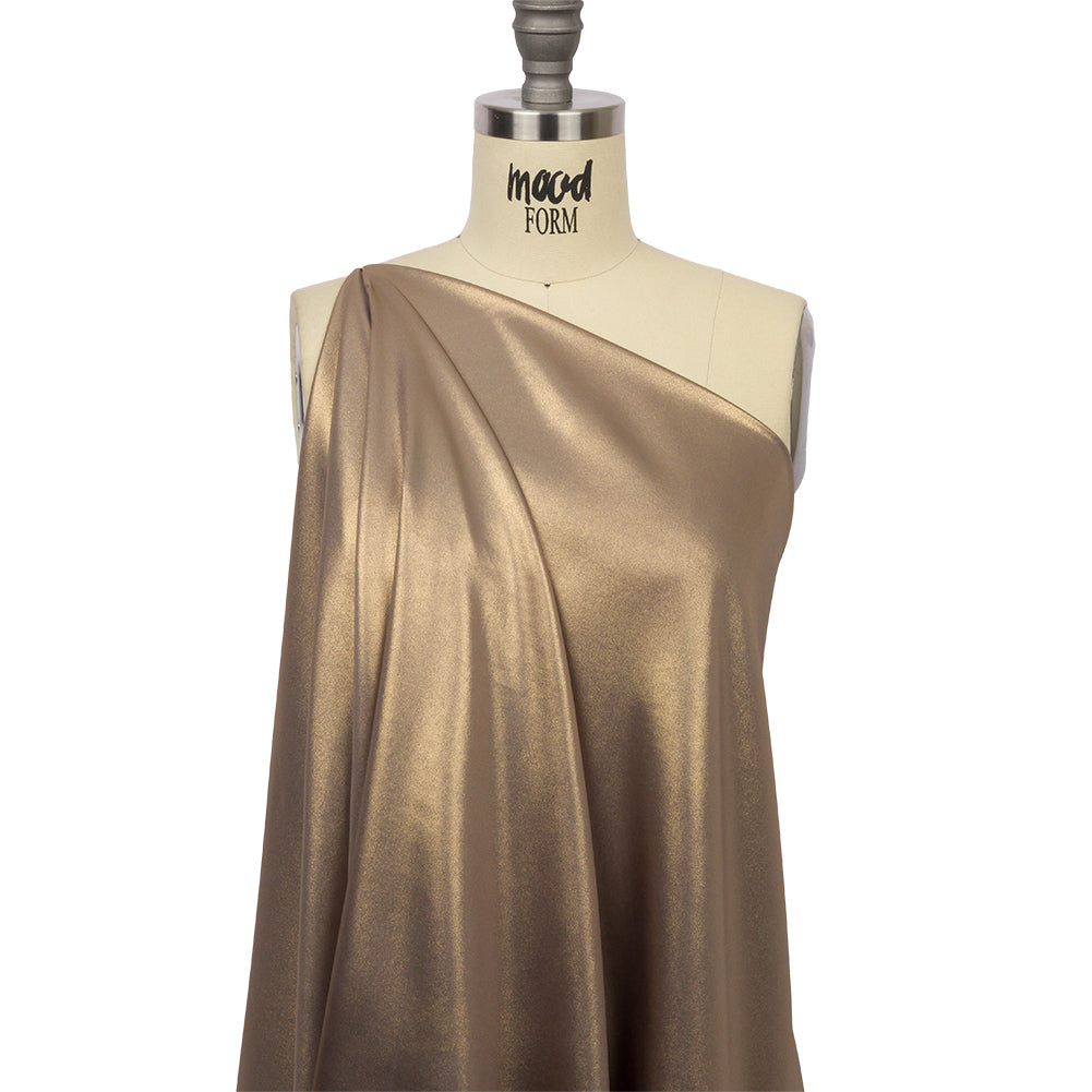 Ultra-Smooth Polyester Georgette with Foiling - Taupe and Gold - Valeria Collection - Joann Fabrics
