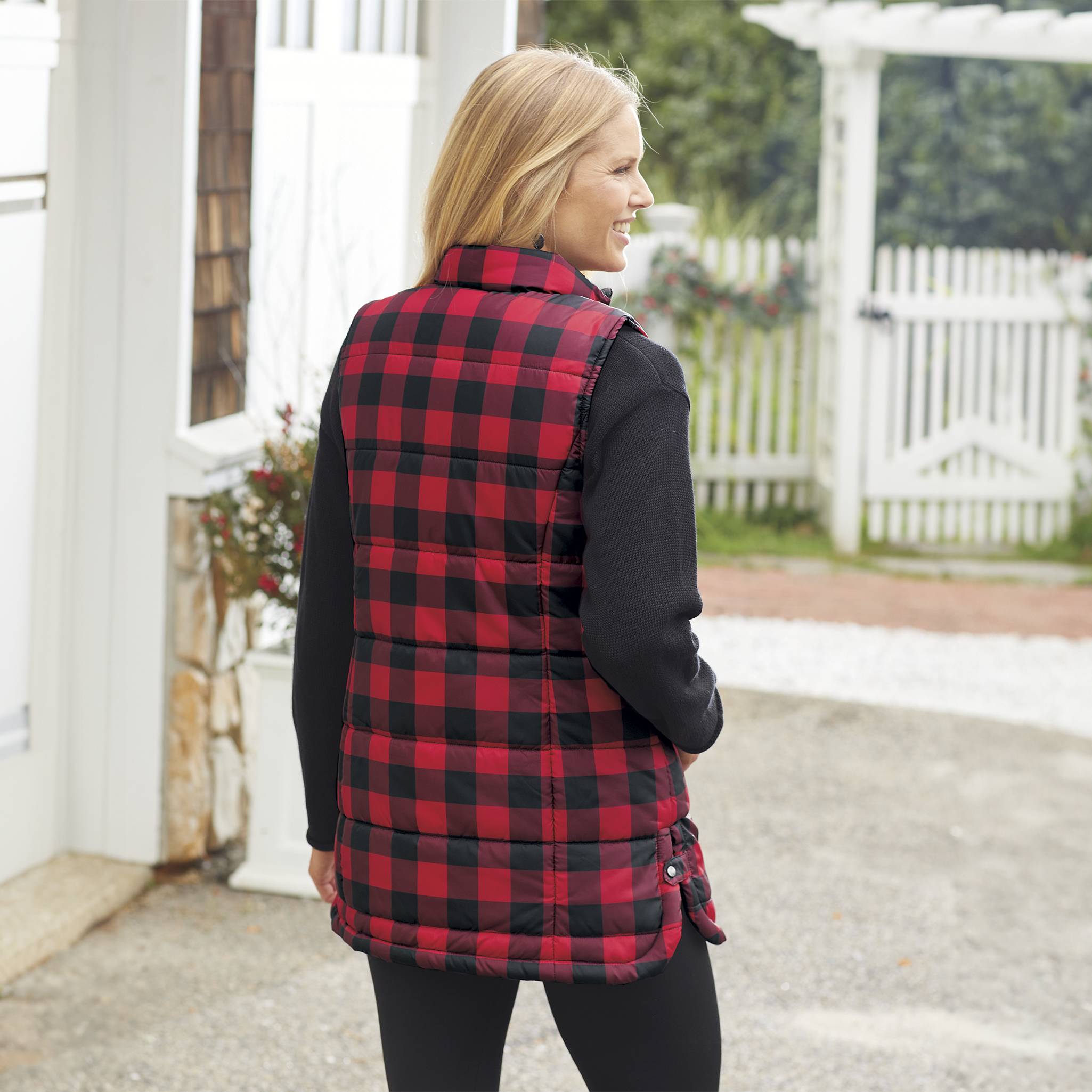 Long Quilted Buffalo-Check Vest - Northstyle Catalog