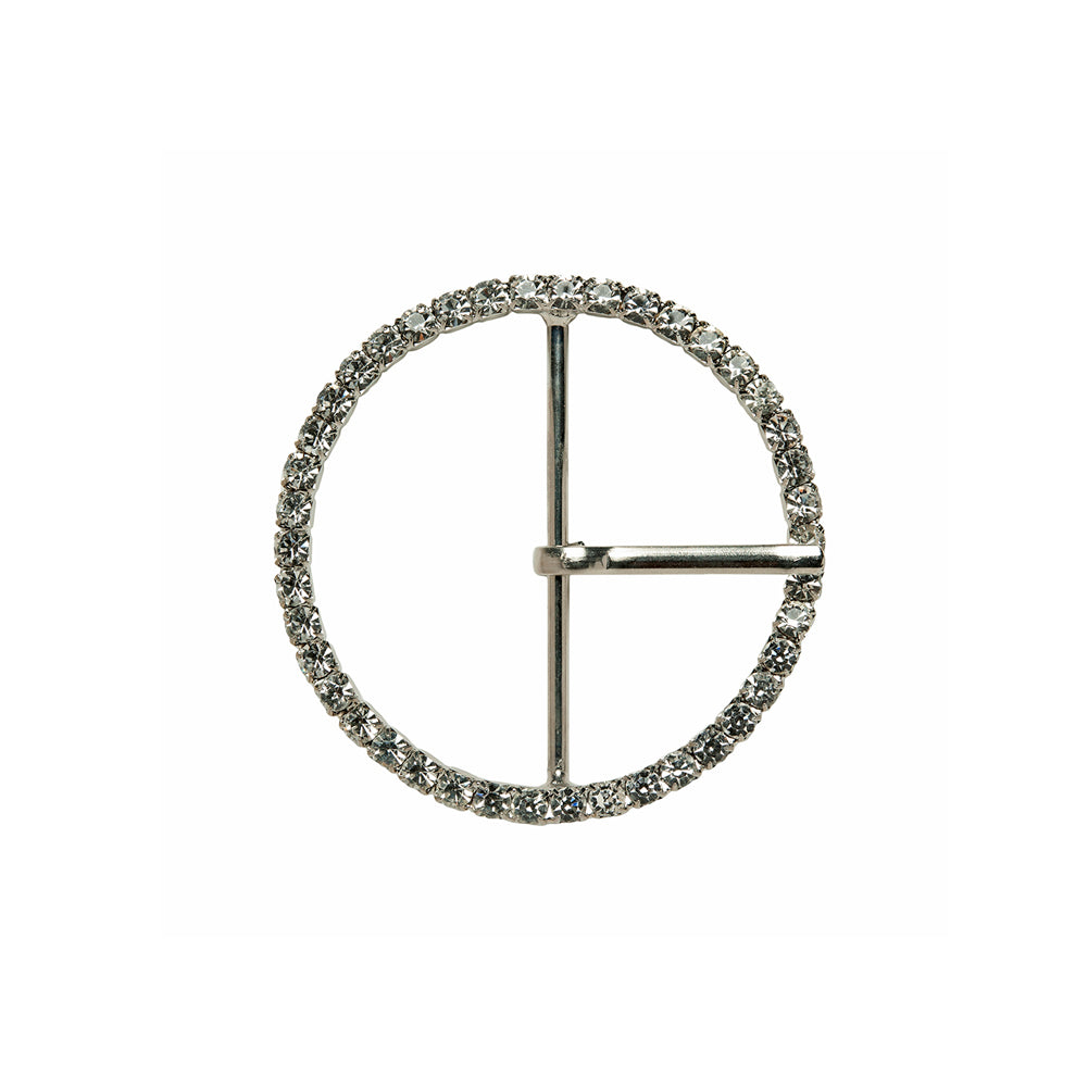 Swarovski Crystal and Silver Circular Rhinestone Buckle - 1.75
