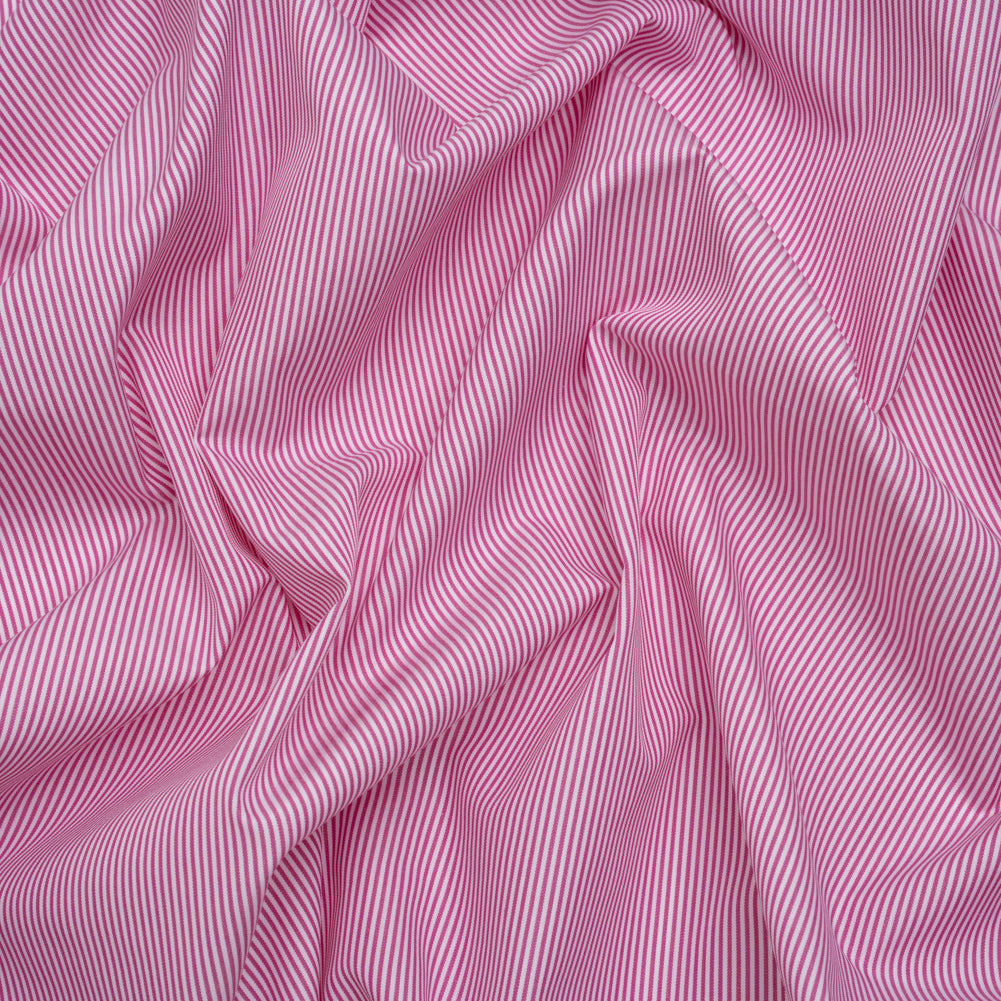 Cotton Poplin Made in England - Berry Pink and White Candy Stripes - Designer Deadstock - Joann Fabrics