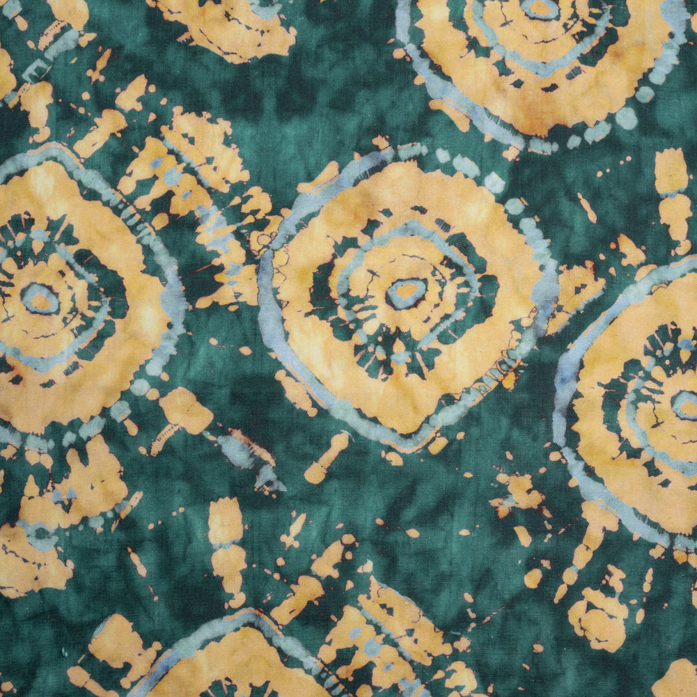 Medium Weight LInen Woven - Dark Green and Golden Beige Tie Dye - Made in Italy - Joann Fabrics