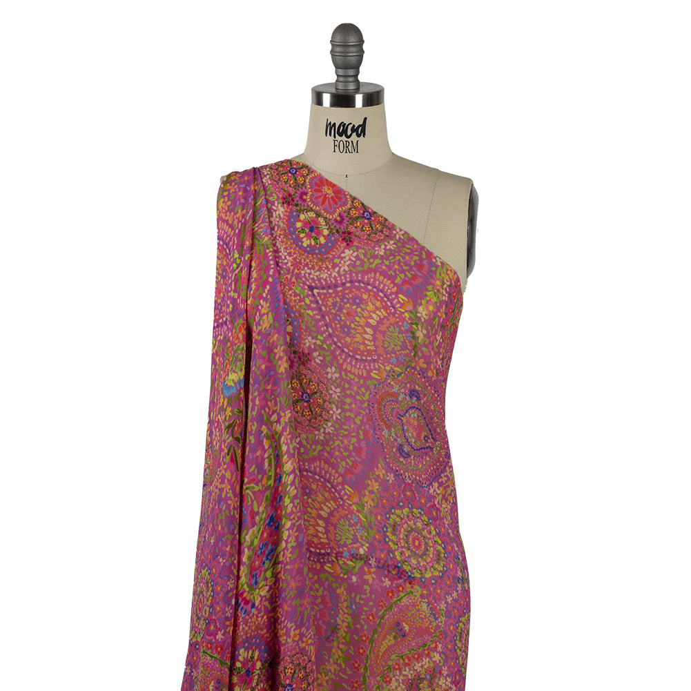 Viscose Georgette - Pink Paisley - Amsterdam Market Print - Mood Exclusive Gisele Collection - Joann Fabrics