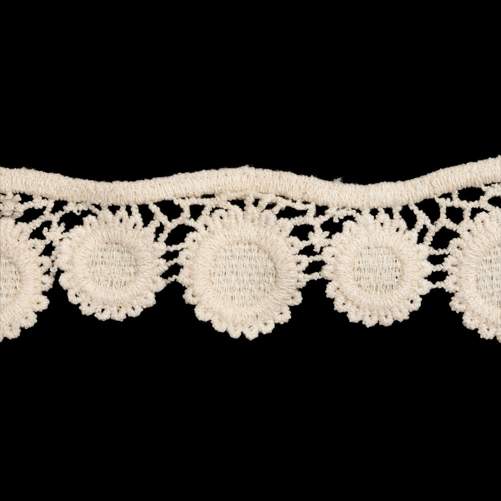 Ivory Hanging Sunflowers Cotton Venise Lace Trim - 1.5