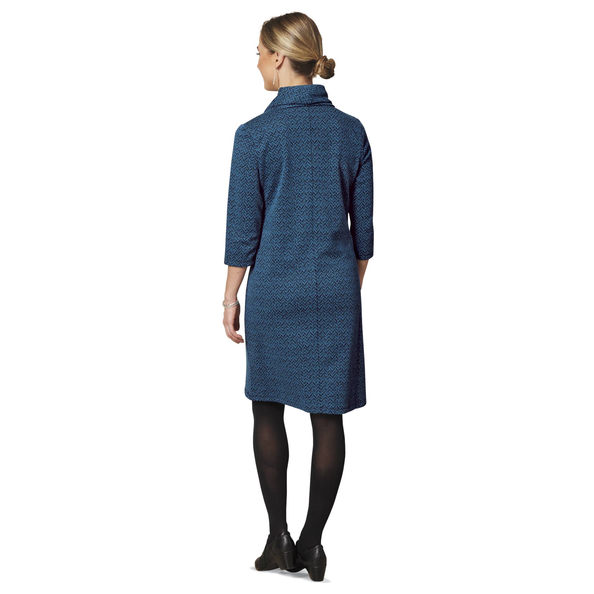 Herringbone Knit Pocket Dress, Cowlneck, 3/4 Sleeves - Northstyle Catalog