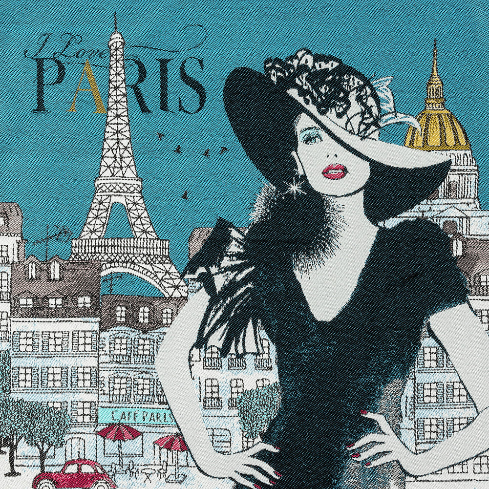 French Blue I Love Paris Oversized Square Patch - 18.875
