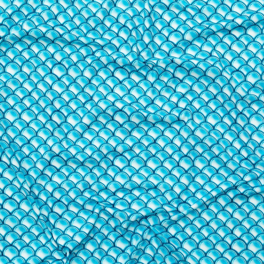 Compression Swimwear Tricot, UV Protective with Aloe Vera Microcapsules - Cerulean Blue Coins - Caye Collection - Joann Fabrics