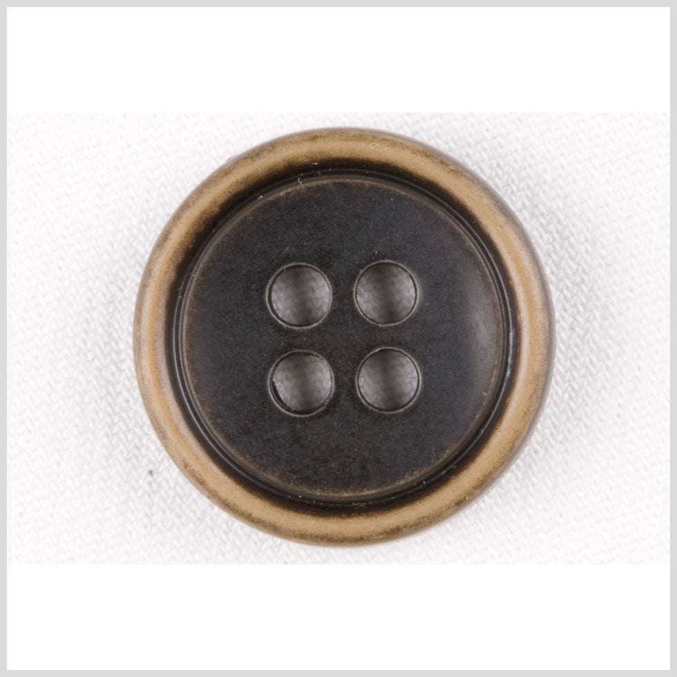 Plastic 4-Hole Button - 44L/28mm - Black with Gold Rim - Joann Fabrics
