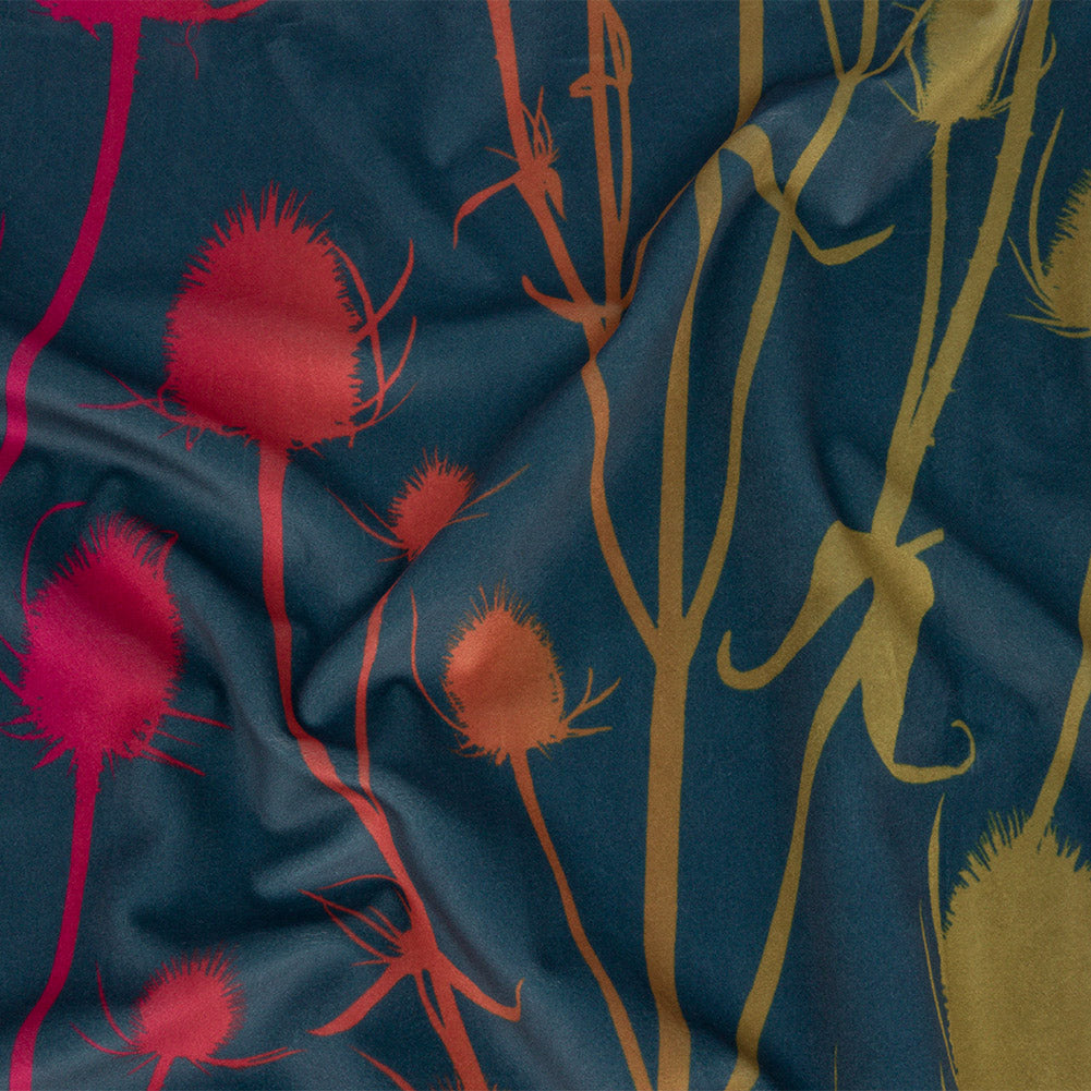 Printed Polyester Velvet - Sunset Thistle Stems - British Imported - Joann Fabrics