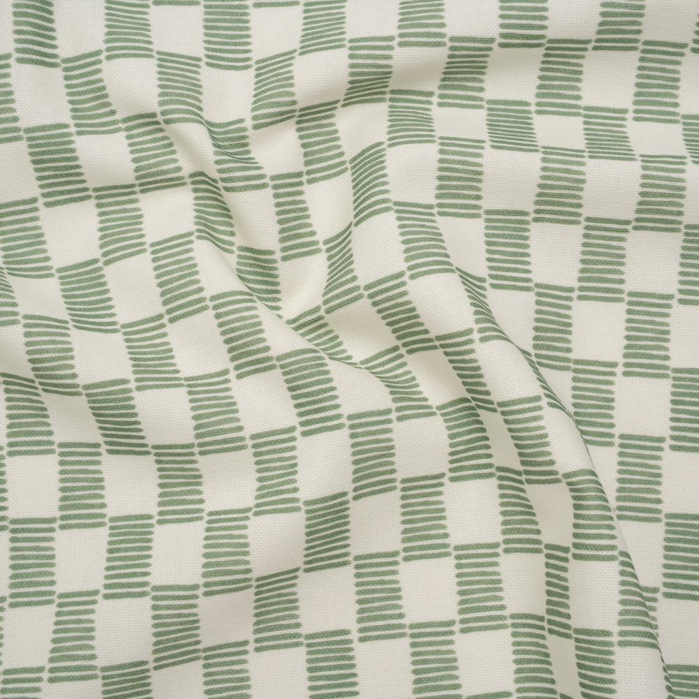 Brushed Cotton and Linen Canvas Print - Aloe Painterly Striped Check - British Imported - Joann Fabrics