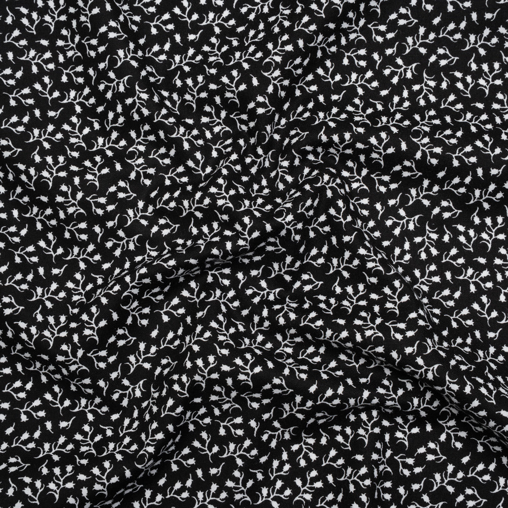 Printed Quilting Cotton by Patrick Lose for Northcott - White on Black Baby's Breath Floral - Basically Black & White Collection - Joann Fabrics