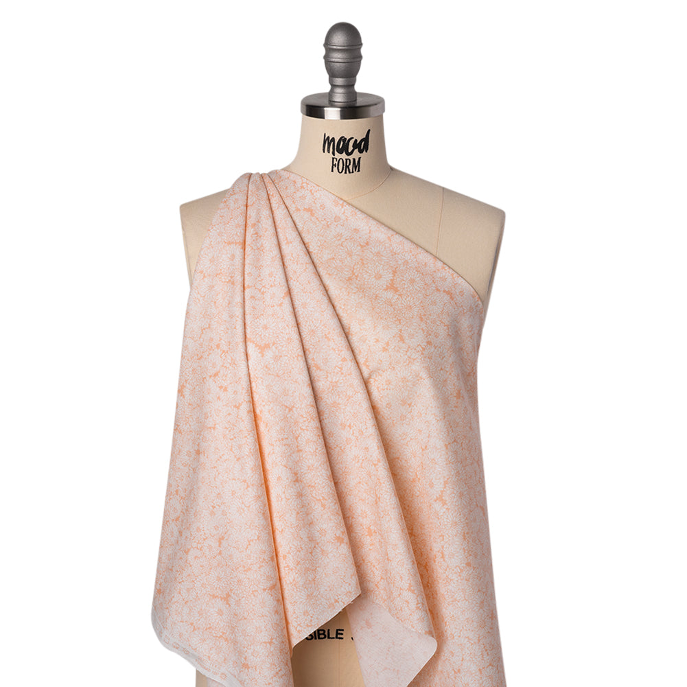 Printed Quilting Cotton by Anna Maria Textiles for Northcott - Creamsicle Mums Floral - Indelible Soft Collection - Joann Fabrics
