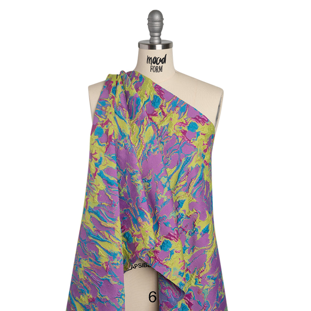 Metallic Luxury Brocade - Acid Yellow, Purple and Fuchsia Melting Abstract - Joann Fabrics