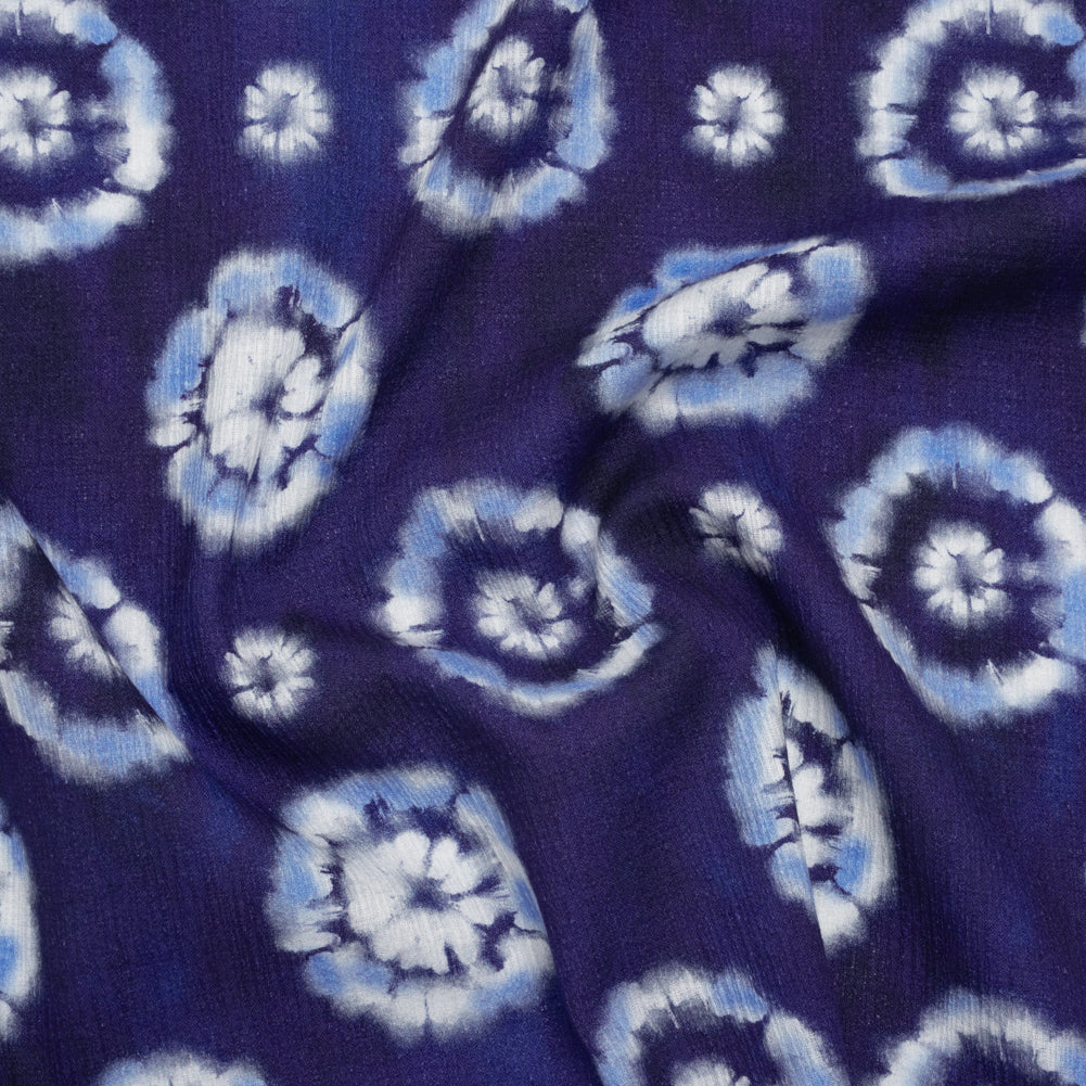 Slubbed Gauzy Cotton Woven - Indigo, Light Blue and White Small Tie Dye Spots - Mood Exclusive Dandelion Daydream Print - Joann Fabrics