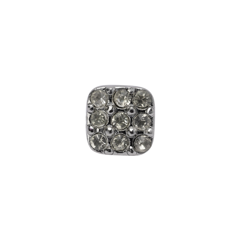 Square Rhinestone and Metal Shank Back Button - 18L/11.5mm - Silver and Crystal Grid - Joann Fabrics