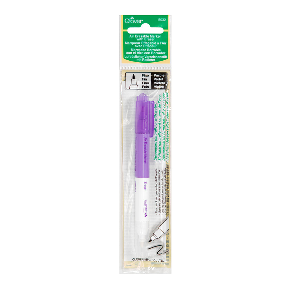 Clover Air Erasable Fabric Marker with Eraser - Purple, Fine - Joann Fabrics